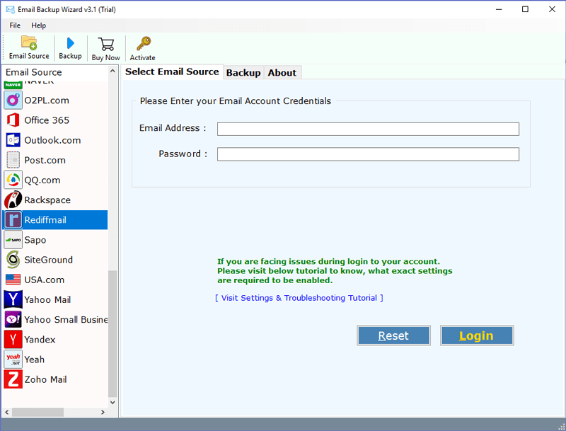 Rediffmail Mail backup Software