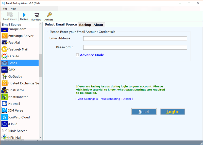 Select a desired webmail option