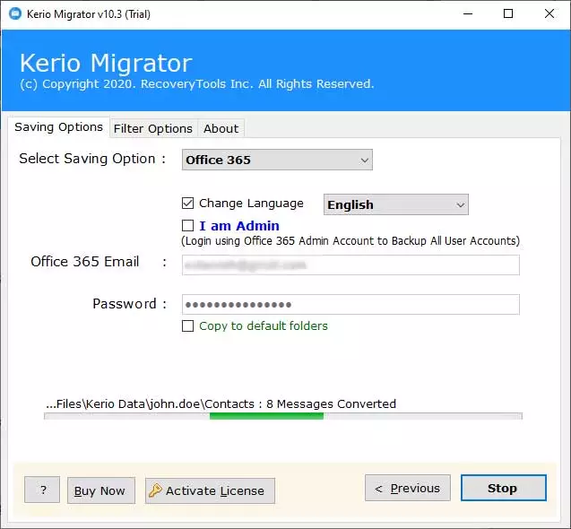 Kerio connect to Office 365 migration
