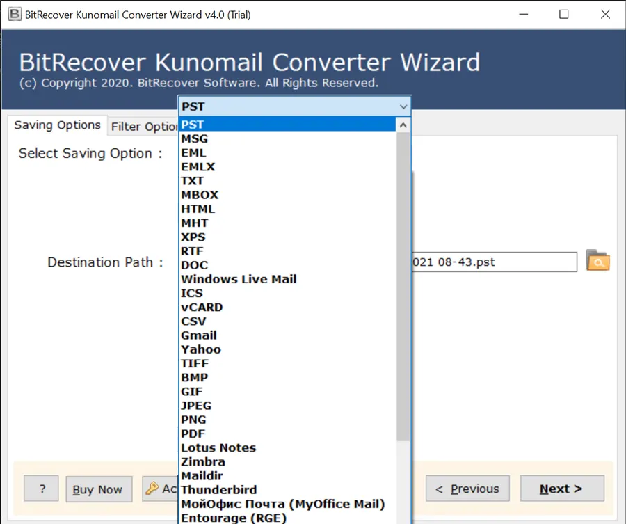 backup Kunomail emails