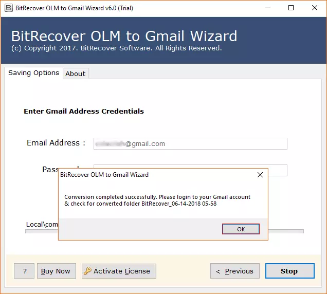 Upload OLM to Gmail