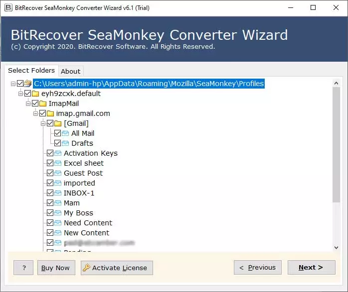 Select SeaMonkey folders