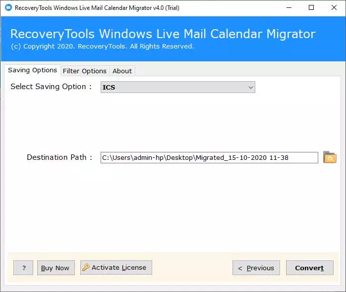backup Windows Live Mail calendar