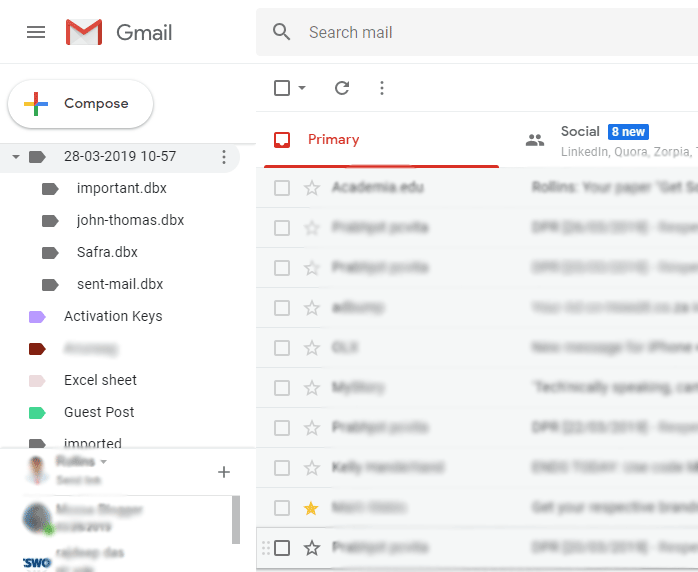 Open DBX Files in Gmail