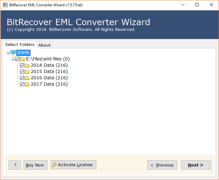 select EML folders