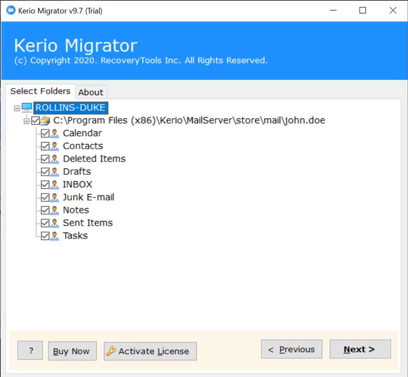 Select Kerio Profile