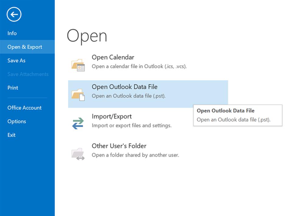 open Outlook client