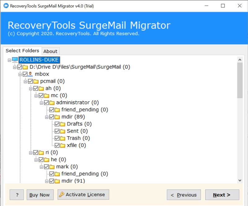 Check SurgeMail Folders
