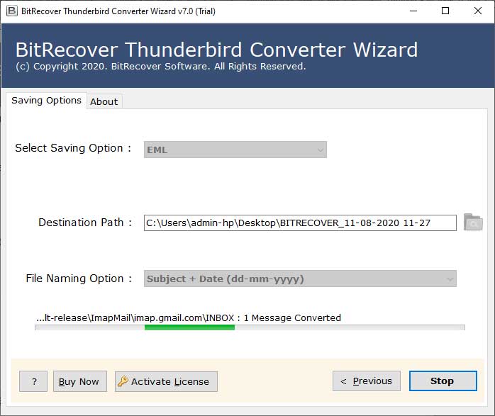 Thunderbird to EML file conversion