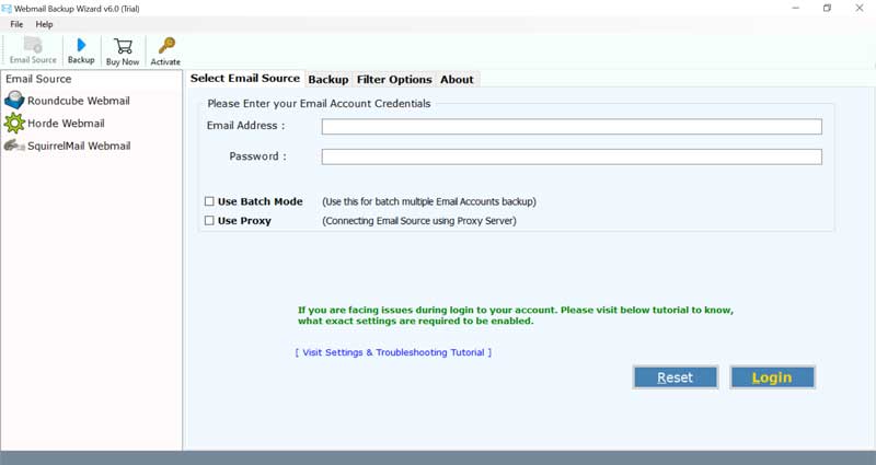 Webmail backup tool