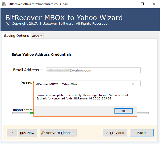 completare di MBOX in Yahoo