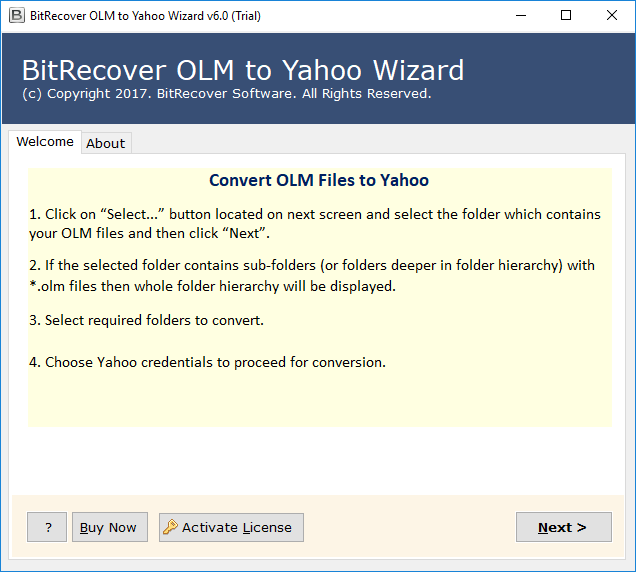 OLM to Yahoo Mail Converter  software