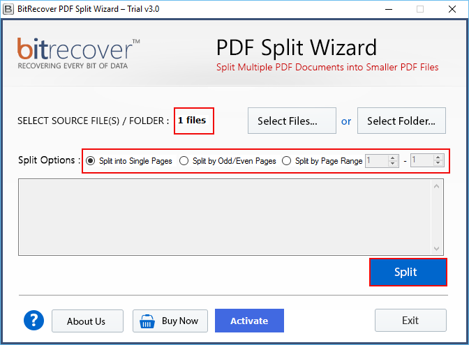 Split PDF Option